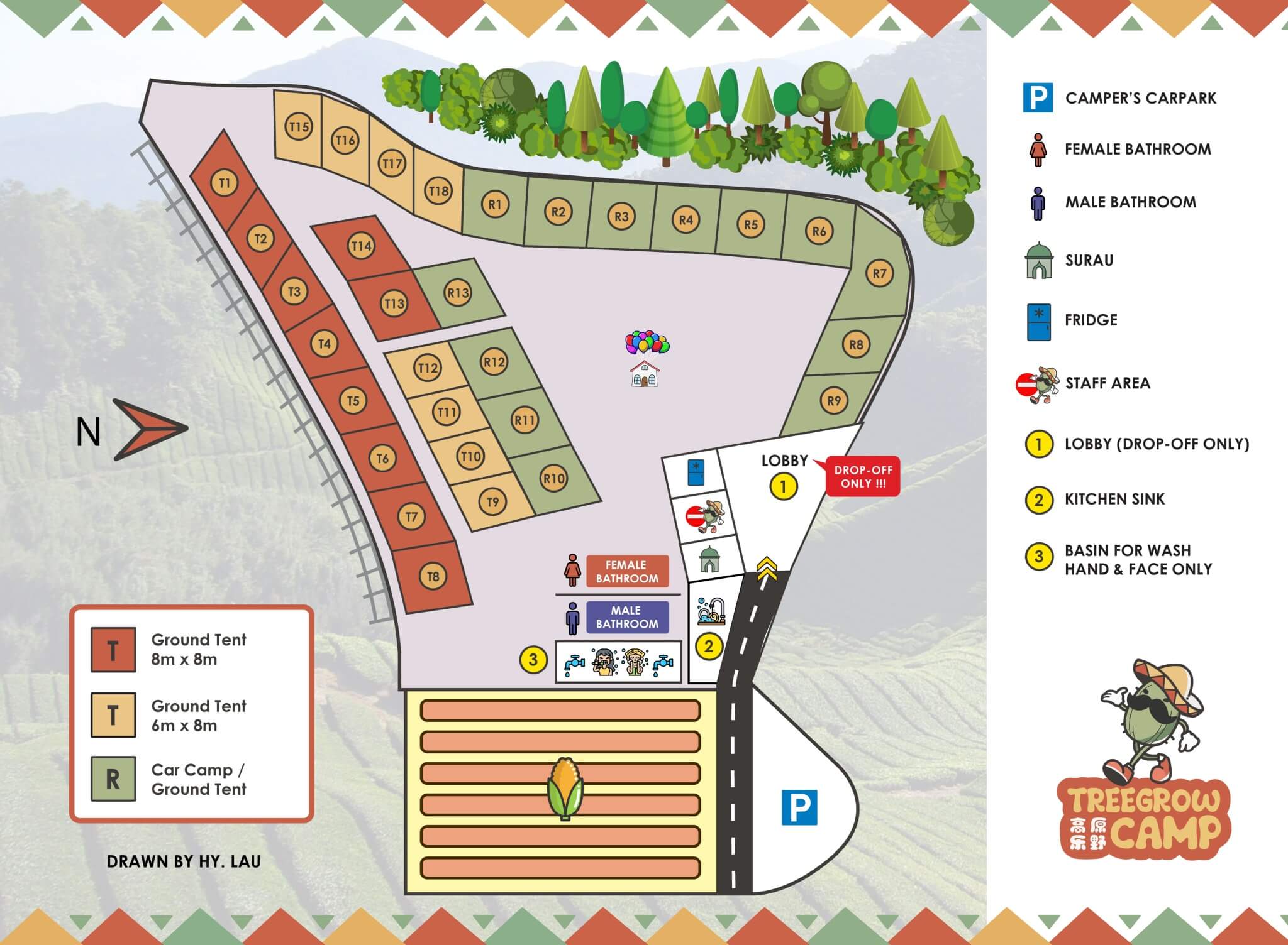 Ground Tent & Car Camp (8m x 8m) at Treegrow Campsite