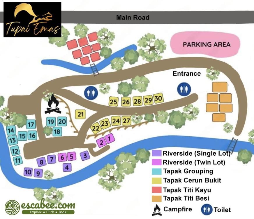 Riverside  (Single Plot) at Tupai Emas Campsite