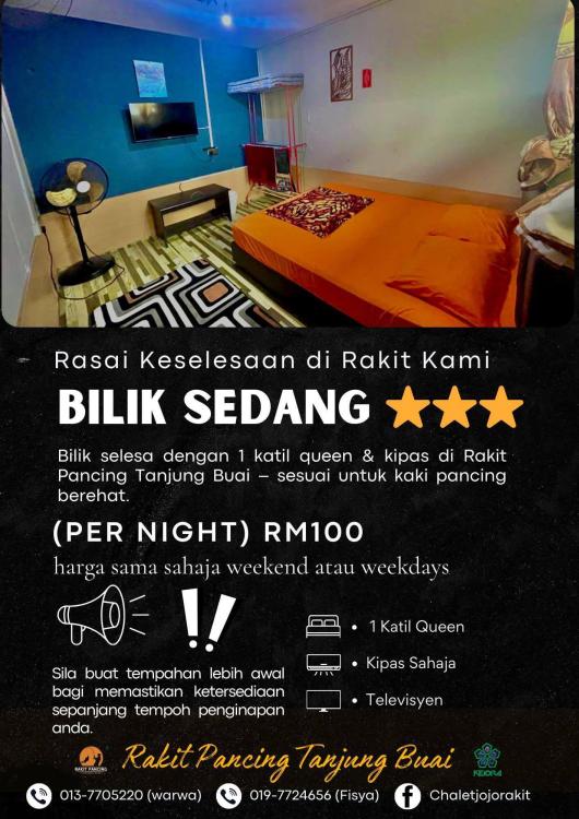 Bilik Sedang (1 Katil Queen) at Rakit Pancing Tanjung Buai - Kejora
