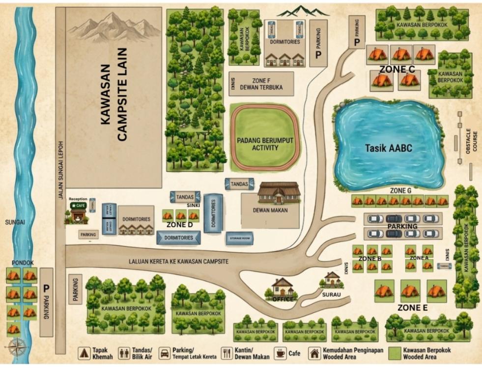 Campsite Zone G (Semi-Wild Lakeside Zone) at Asli Adventure Base Camp (AABC)