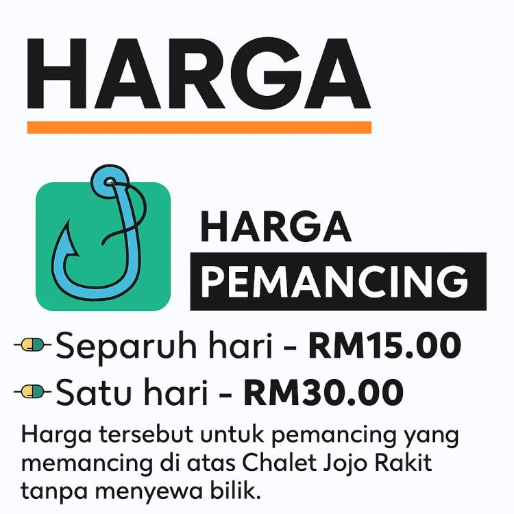 Tiket Memancing Bermalam - Dewasa & Warga Emas at Chalet Jojo Rakit